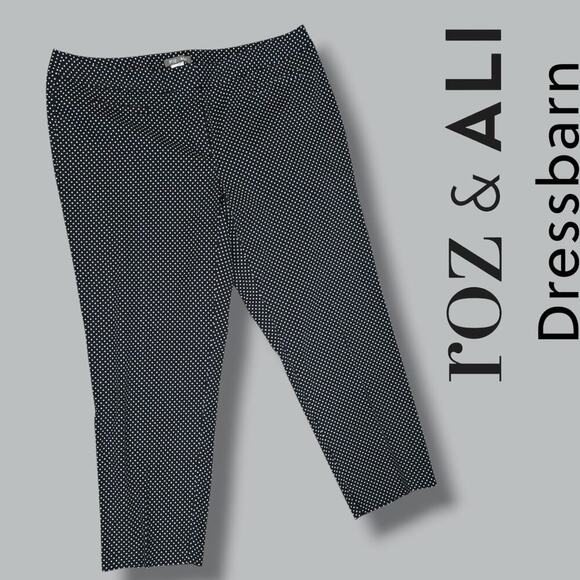 DRESSBARN Roz & Ali women's Plus Size black polka-dot ankle pants - size 18 - Picture 7 of 7